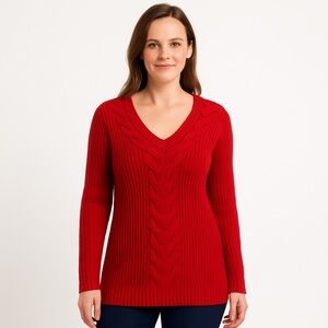 🌸WESTPORT 1962 Women's Vivid Red V-Neck Sweater🌸